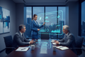 Financial analyst presenting performance charts to a business client in a modern office